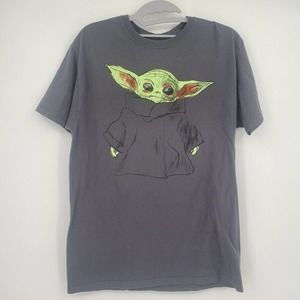 Star Wars Youth Shirt Gray Size Medium 38/40‎ Baby Yoda Mad Engine Cotton